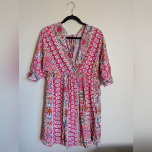 Elings Bohemian Pink and Orange Dress Size XL